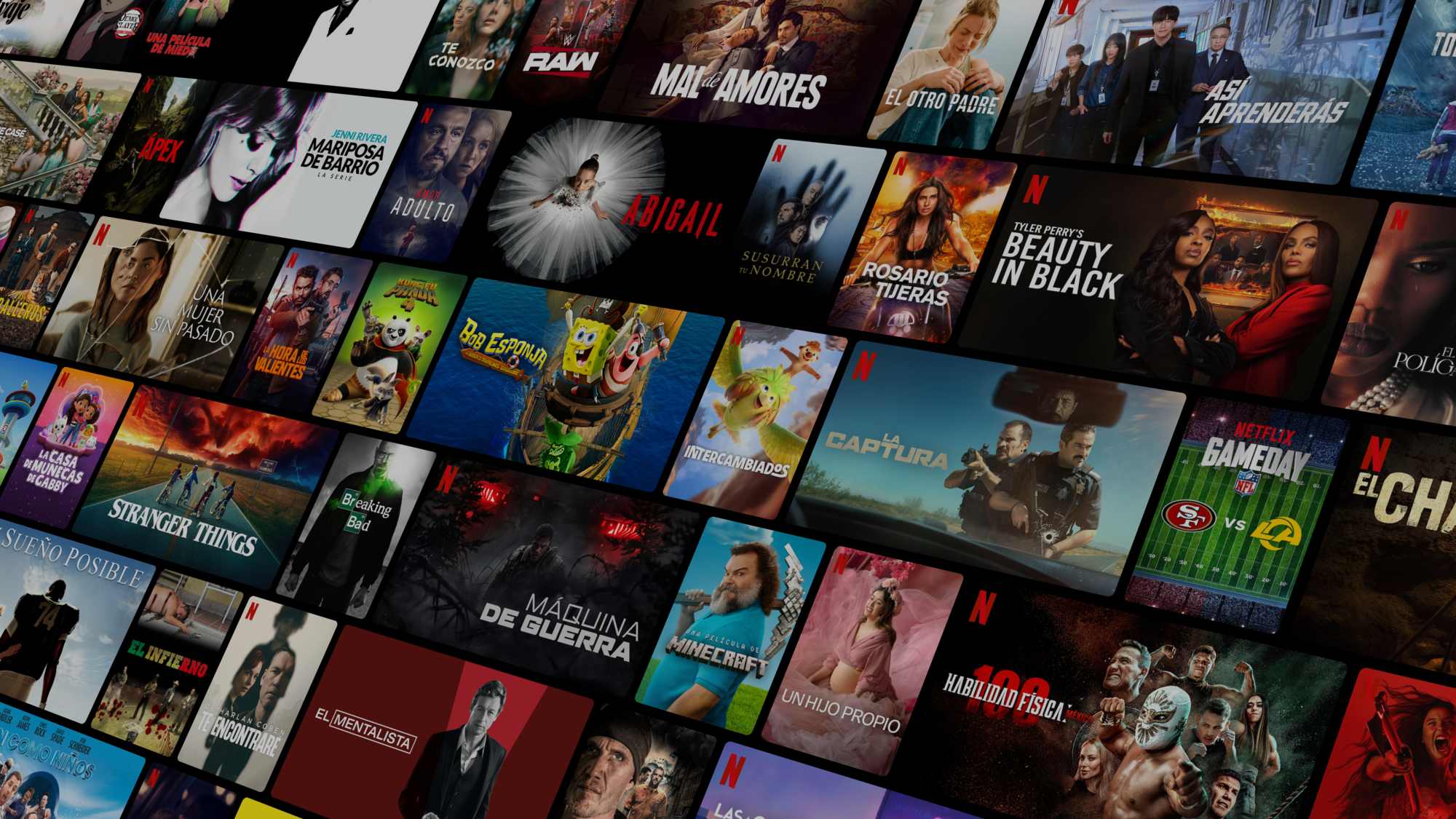 Collage promocional de películas y series de Netflix México.